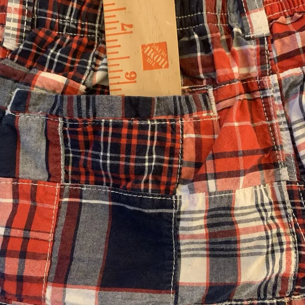 Gymboree Patchwork Plaid Madras Bermuda Shorts Boy’s Size 7 Patriotic Colors